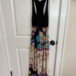 Matty M Black and Vibrant Floral Maxi Dress
